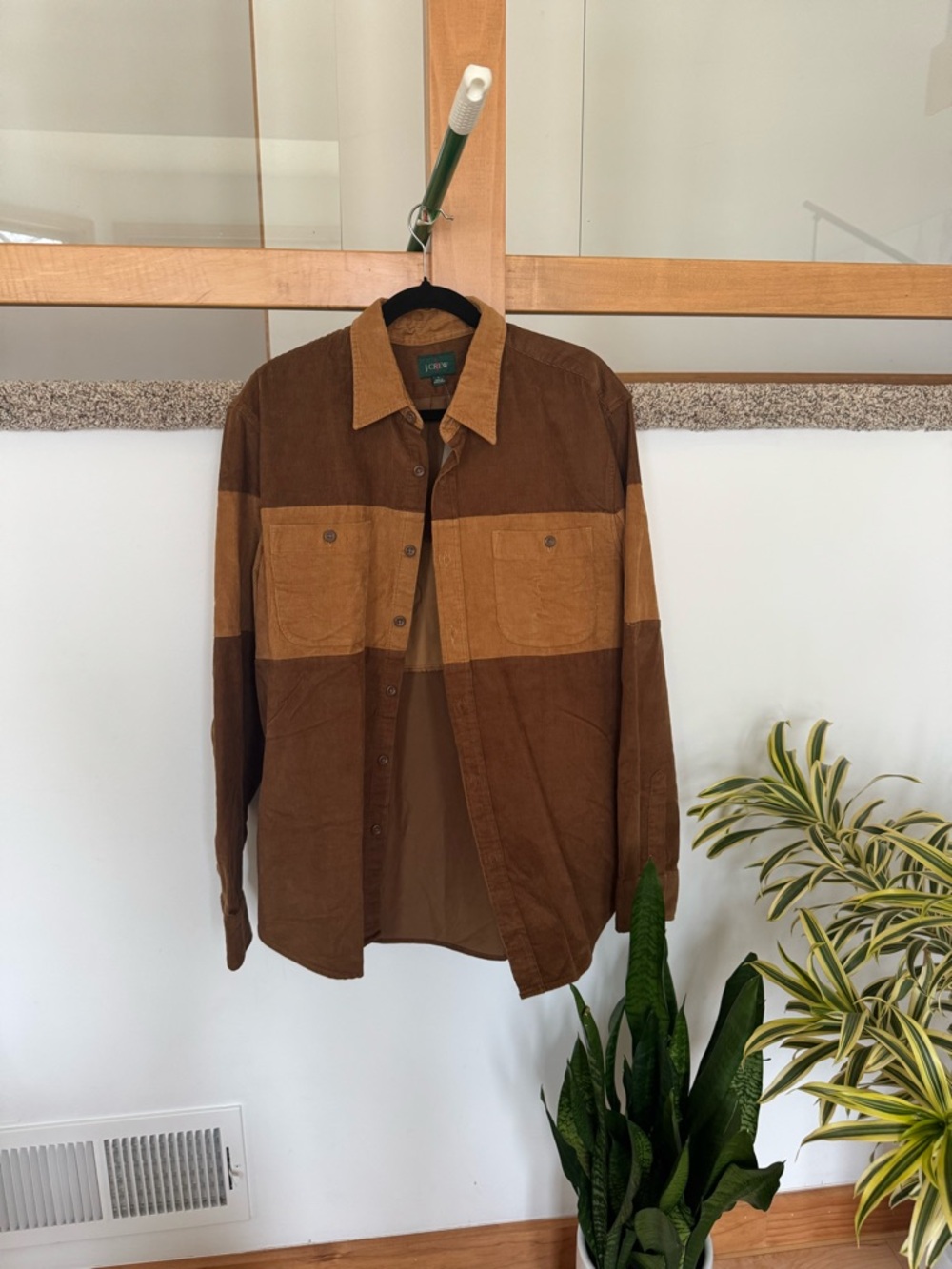 J. Crew Two-Tone Corduroy Shirt in Light Tan and Brown